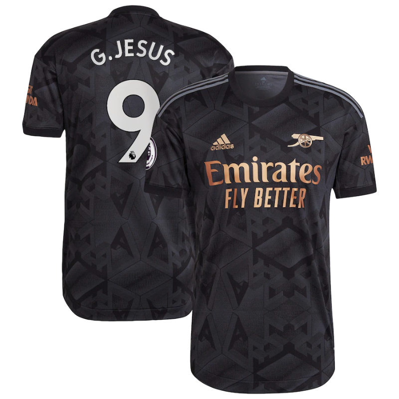 Gabriel Jesus Arsenal 2022/23 Away Player Unisex Jersey - Black - Jersey Teams World