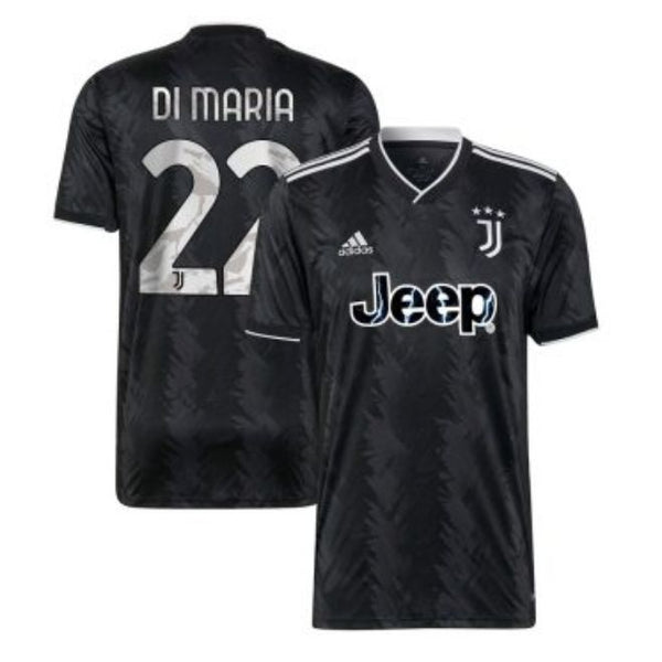 Juventus Away Shirt 2022-2023 with Player Di Maria 22 printing Unisex Jersey – Black - Jersey Teams World