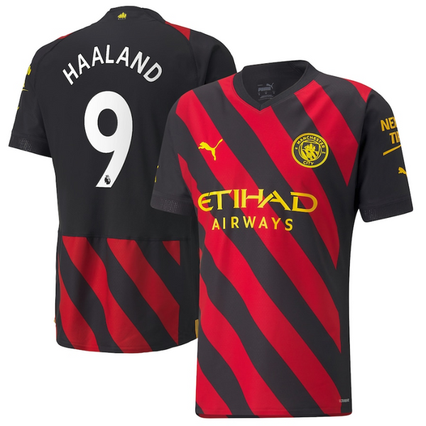 Manchester City Away Shirt   2022-23 with Haaland 9 printing Unisex Jersey - Jersey Teams World