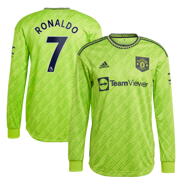 Manchester United Third Shirt   2022-23 - Long Sleeve with Unisex Jersey Ronaldo 7 printing - Jersey Teams World