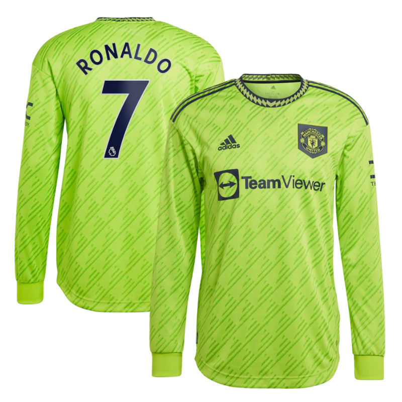 Manchester United Third Shirt   2022-23 - Long Sleeve with Unisex Jersey Ronaldo 7 printing - Jersey Teams World