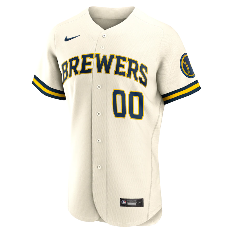 Milwaukee Brewers Team 2022 Cream Home Custom Patch Jersey Unisex Pro Official - Jersey Teams World