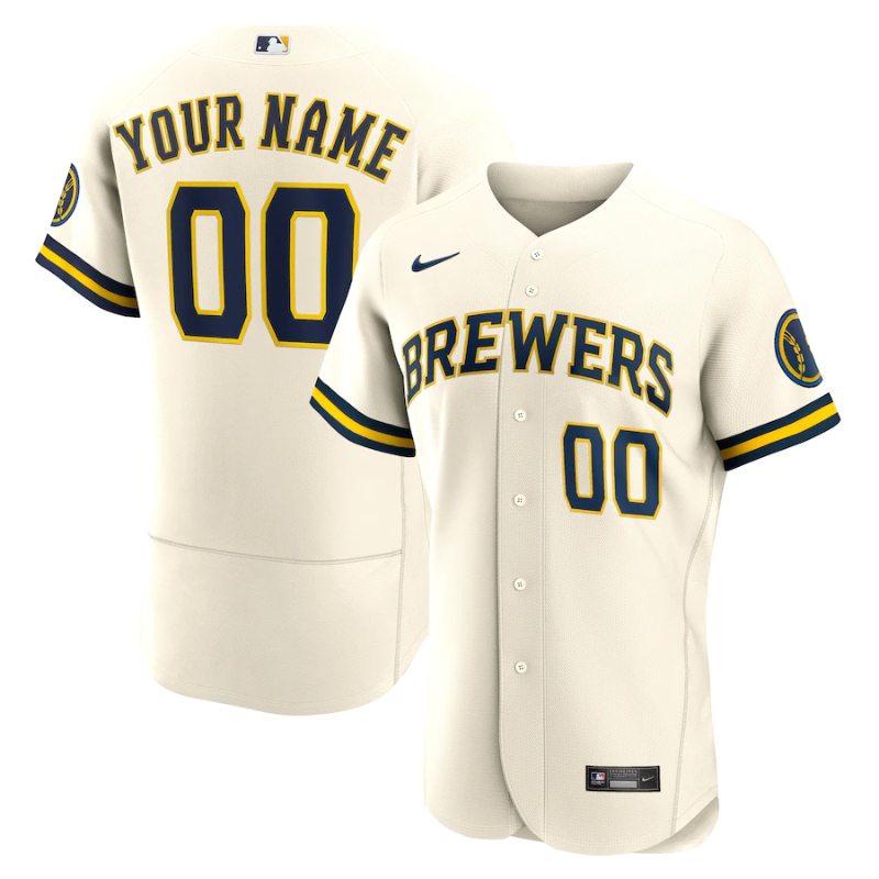 Milwaukee Brewers Team 2022 Cream Home Custom Patch Jersey Unisex Pro Official - Jersey Teams World