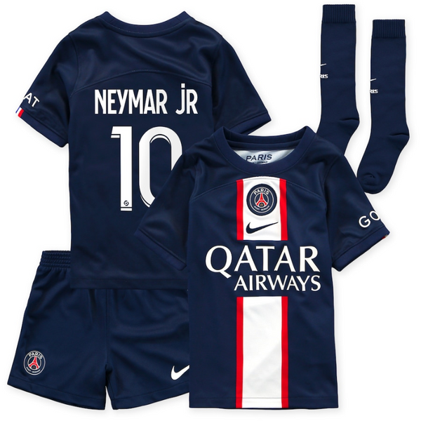 Paris Saint-Germain Home Stadium Kit 2022-23 - Little Kids with Neymar Jr 10 printing - Jersey Teams World