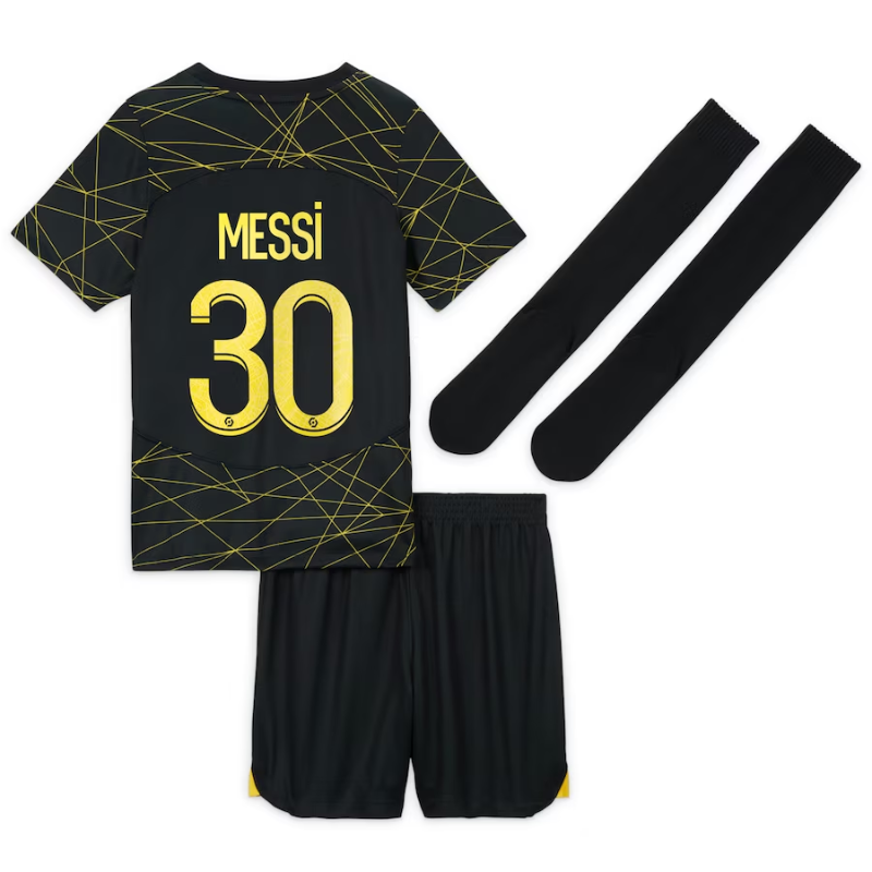 Paris Saint-Germain Fourth 2022-23 - Little Kids with Messi 30 printing - Jersey Teams World