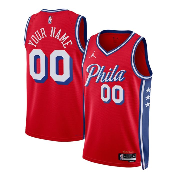 Philadelphia 76ers Unisex 2023 Swingman Custom Jersey - Statement Edition - Red - Jersey Teams World