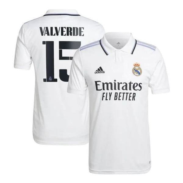 Real Madrid Home Unisex Shirt 2022-23 with Valverde 15 printing - Jersey Teams World