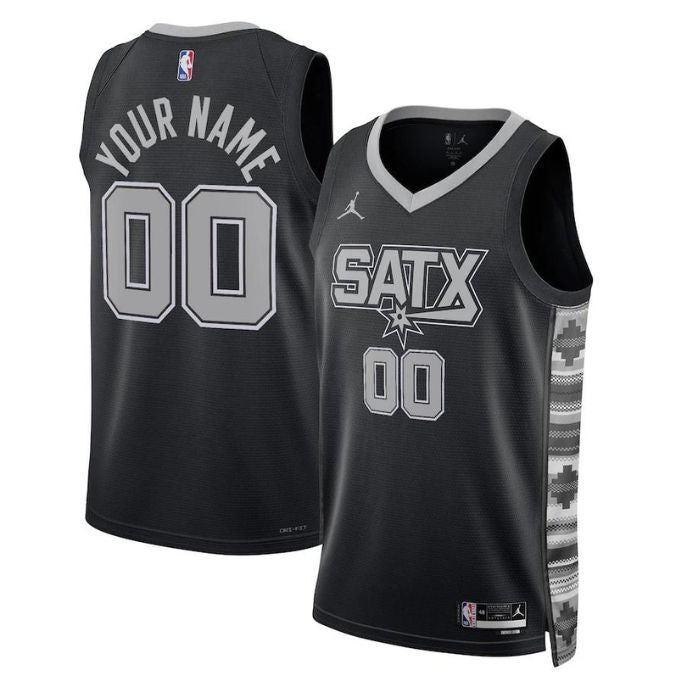 San Antonio Spurs Unisex 2023 Swingman Custom Pro Official Jersey - Statement Edition - Black - Jersey Teams World