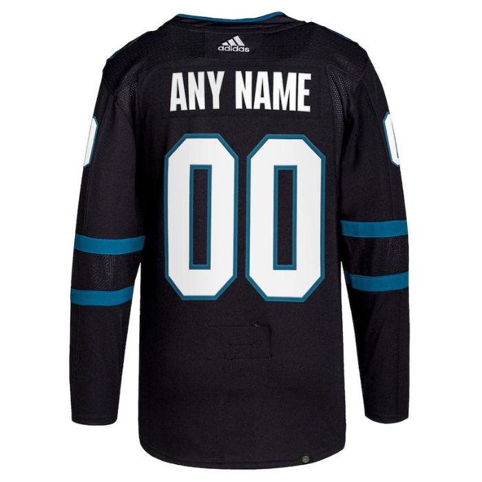 San Jose Sharks Unisex Alternate Primegreen Pro Personalized Jersey - Black - Jersey Teams World