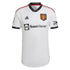 Manchester United away jersey 2022 23 in white with black and red accents by Adidas from Jerseyteamsworld