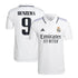 Real Madrid Benzema 9 home jersey front and back view with white color and Adidas logo
