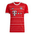 Sadio Mane Bayern Munich jersey in red with white stripes and Adidas logo by Jerseyteamsworld