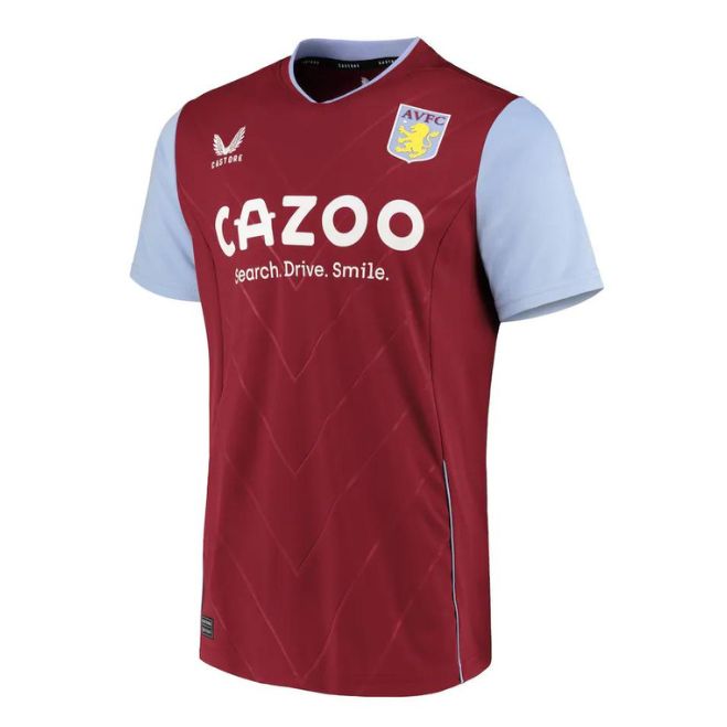 Aston Villa 2023 Home Jersey maroon shirt with light blue sleeves and logo by Jerseyteamsworld