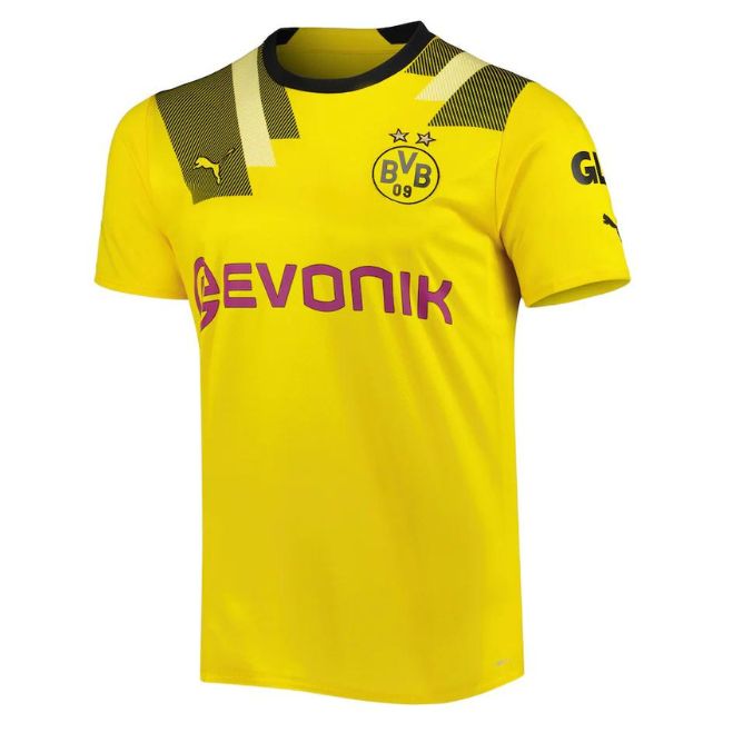 Borussia Dortmund personalized jersey in yellow with black accents and Evonik sponsor logo by Jerseyteamsworld