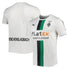 Borussia Monchengladbach home jersey 2022/23 with green and black vertical stripes and sponsor logo