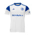 FC Schalke 2023 away jersey in white with blue accents and sponsor logos by Jerseyteamsworld