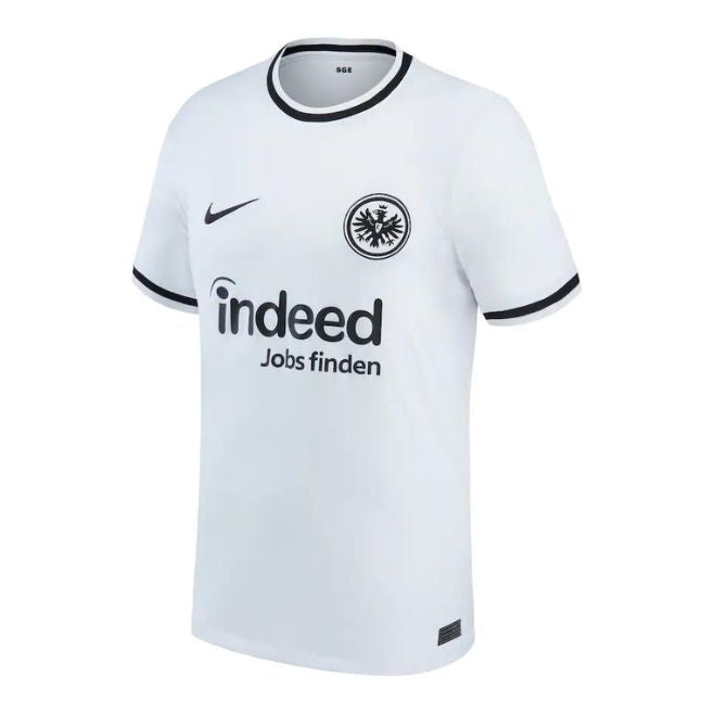 Eintracht Frankfurt home jersey 2022 23 white soccer shirt with black trim and sponsor logo