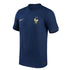 France national team jersey 2022 nike in navy blue with gold logo and Nike swoosh on front