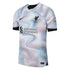 Liverpool away jersey 2022 23 by Jerseyteamsworld with black logos and wavy white blue pattern