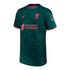 Liverpool Third Shirt 2022-23 Nike Jersey in dark green with red accents and sponsor logos