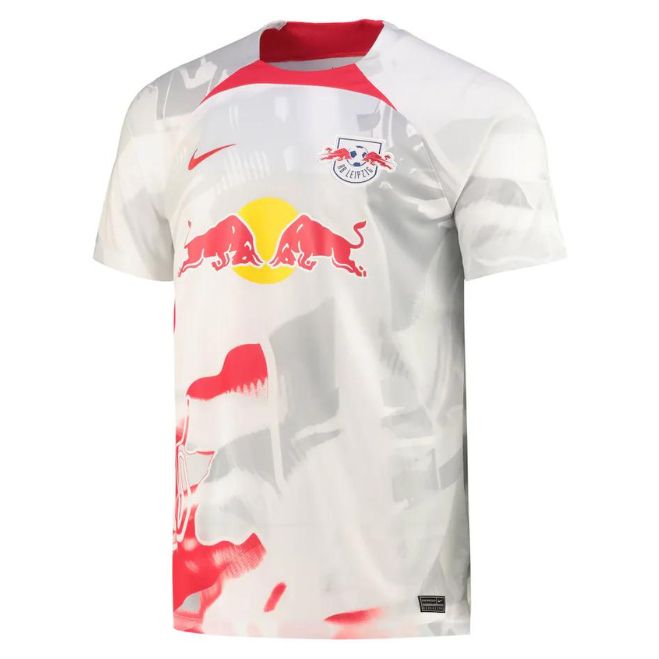 Red Bull Leipzig home jersey 2022 white and red soccer shirt with team and sponsor logos