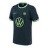 VfL Wolfsburg away jersey 2022 23 in dark green with neon green trim and sponsor logo by Jerseyteamsworld